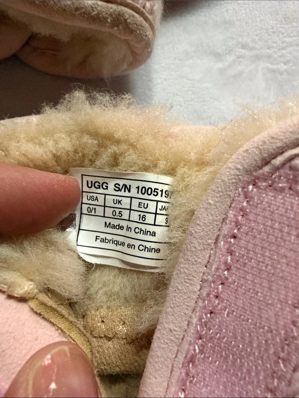 UGG Pink Knit Baby Bootie with Button Detail
